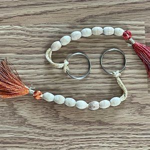 Real Wood Bead Key Chain Handmade Keys Holder Key Ring Set of 2